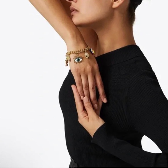 NWT Kurt Geiger Gold Rainbow Charm Bracelet - Multicolor - Picture 5 of 5